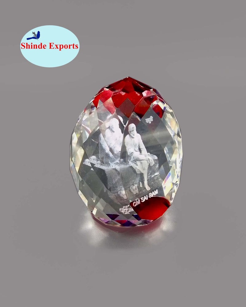 SHINDE EXPORTS shirdi sai Baba Idol for car Dashboard/Crystal Statue 2.5 inches (RED) - Image 5