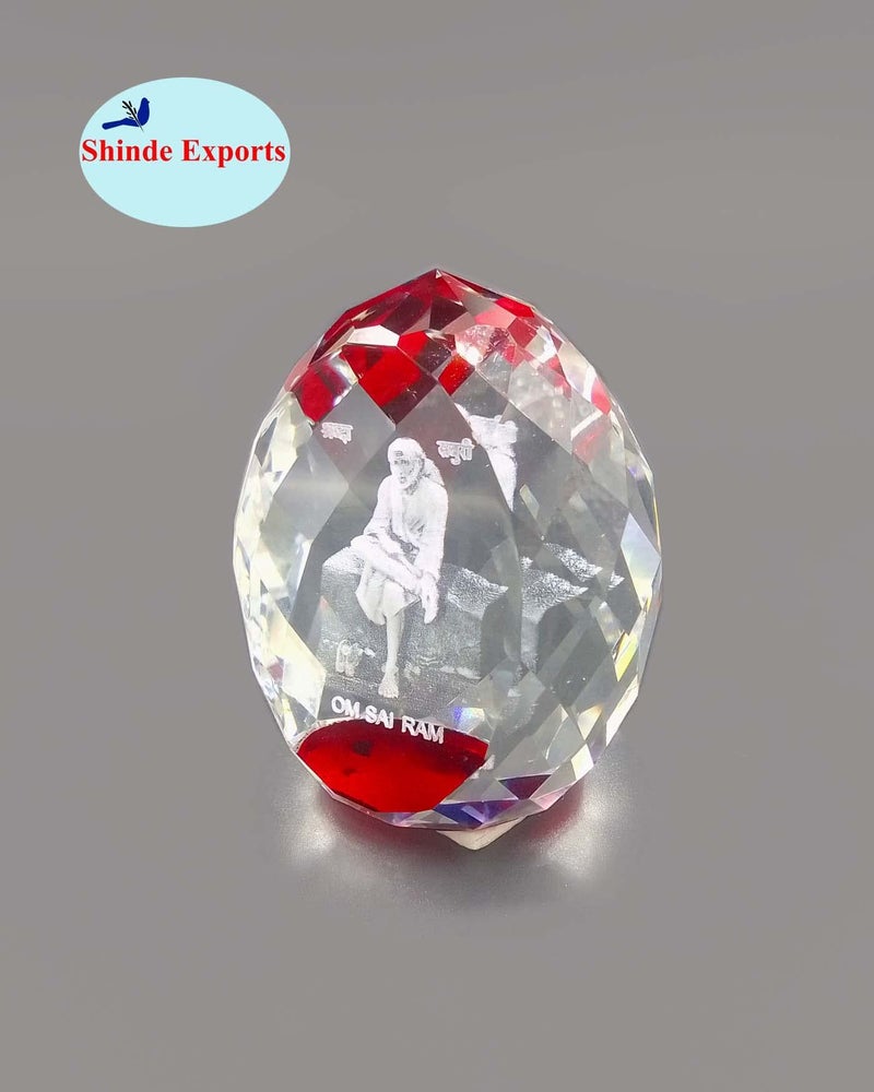 SHINDE EXPORTS shirdi sai Baba Idol for car Dashboard/Crystal Statue 2.5 inches (RED) - Image 4