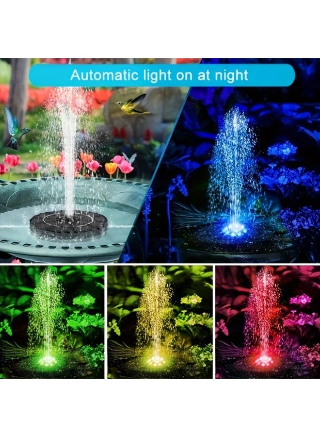 Black Solar Fountain Pump With Lights For Garden Pond Pool Outdoor Decor - Image 4