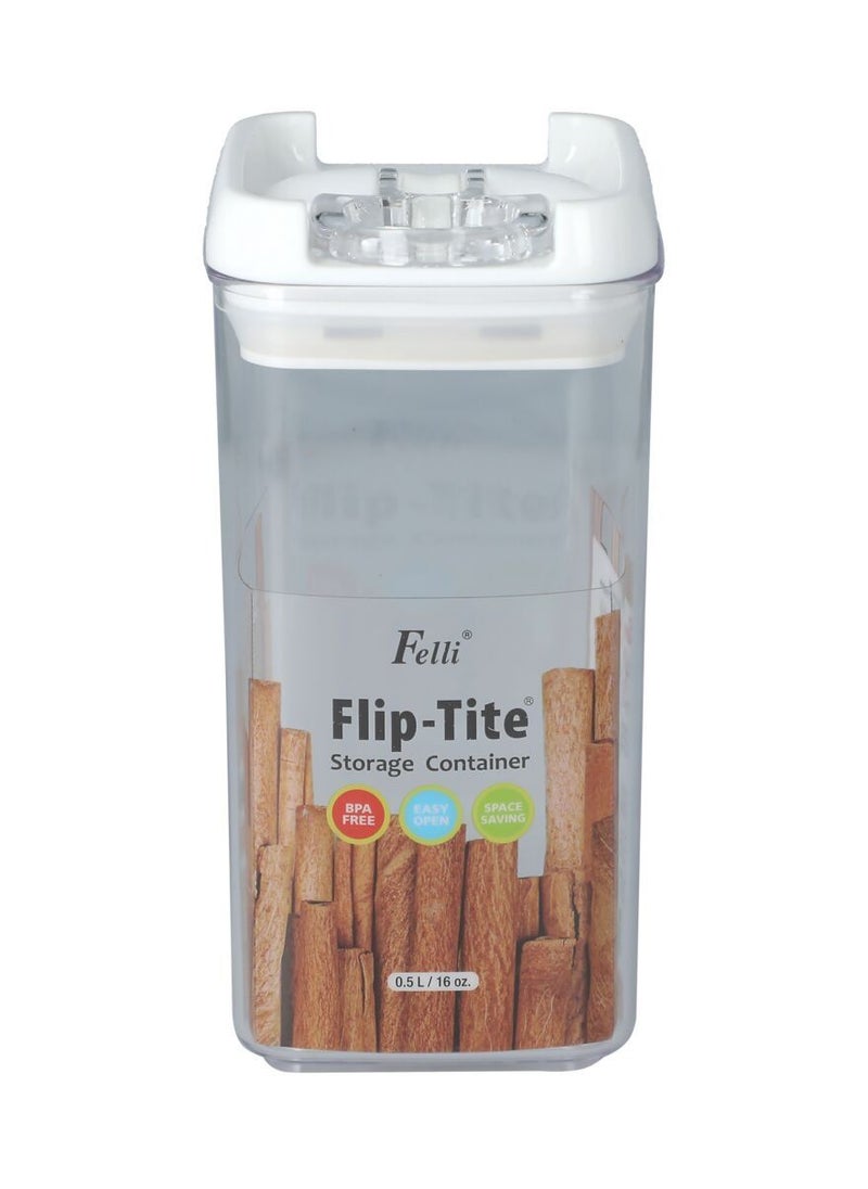 Felli - Felli Flip Tite Square Storage Container Clear And White 0.5 Liter - Image 1