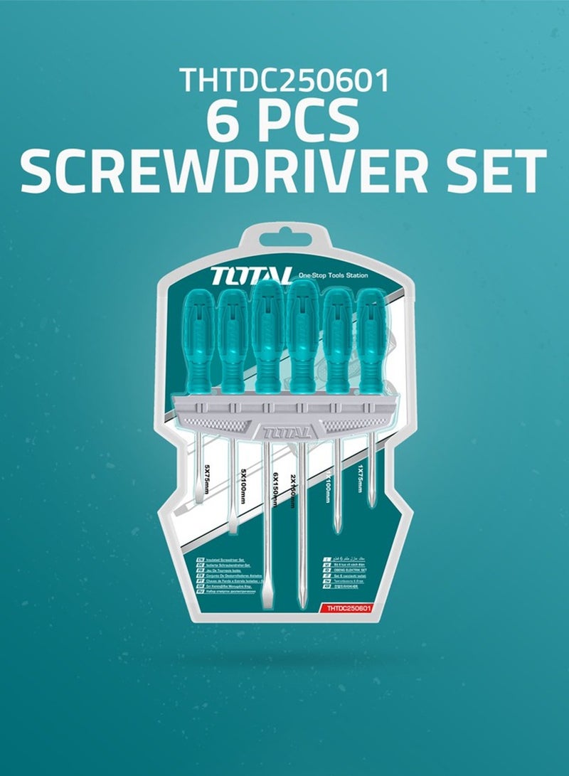 TOTAL Magnetic Screwdriver Set 6 Pcs, Cr.V Tool Set-THTDC250601 - Image 1
