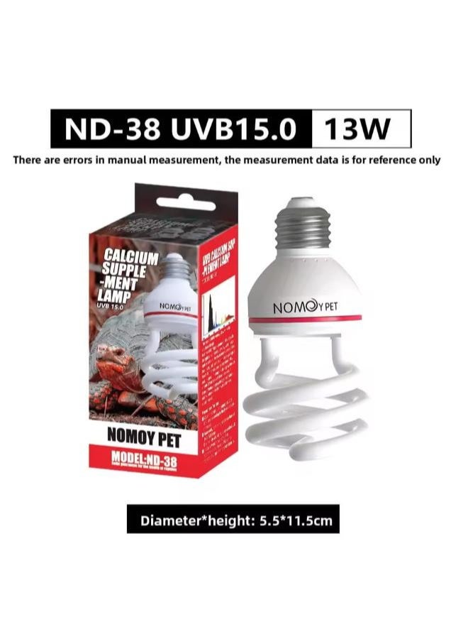 NomoyPet مصباح الزواحف NOMOYPET ND-38 UVB 15.0 – (13 واط / 26 واط) – مصباح عالي الإخراج للأشعة فوق البنفسجية UVB ومكمل للكالسيوم للزواحف والبرمائيات - Image 1