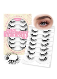 Calailis False Eyelashes Natural Look Fake Lashes Wispy 3D Fluffy False Lashes Faux Mink Fake Eyelashes Cat Eye Lashes Soft And Reusable Strip Lashes 7 Pairs (Wis02)  - Image 1