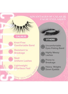 Calailis False Eyelashes Natural Look Fake Lashes Wispy 3D Fluffy False Lashes Faux Mink Fake Eyelashes Cat Eye Lashes Soft And Reusable Strip Lashes 7 Pairs (Wis02)  - Image 4