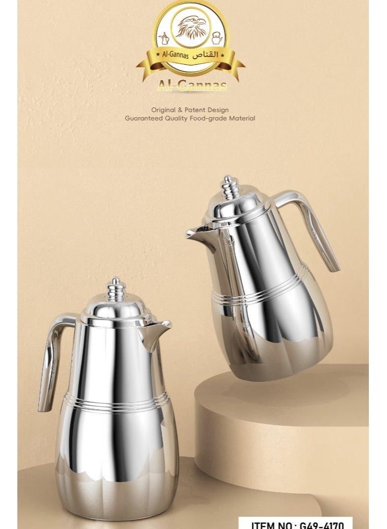 AL-GANNAS 2 Peice Thermos Set for Tea & Coffee | 1L & 0.7L | High-Quality with 2-Year Heat Retention Warranty | Elegant New Design - Image 5