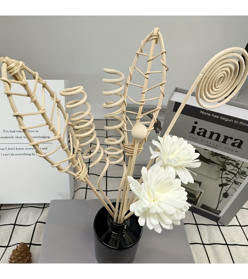 12 Pcs Aroma Diffuser Set With White Reed Sticks And Dried Flower Reeds Perfect For Office Use - Image 1