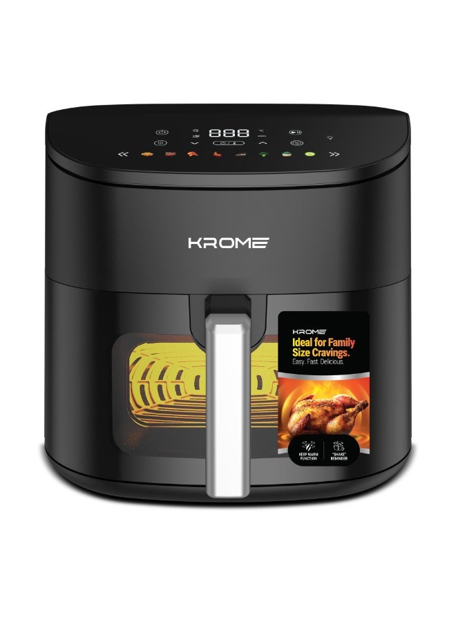 KROME 7.2L Air Fryer With Transparent Viewing Window | 8 Preset Menus | 60–200°C Adjustable Temperature Control | Internal Light | Touch Control Panel | Keep Warm Function | Shake Reminder- 7.2 L 2000 W KR-AF72DD black - Image 1