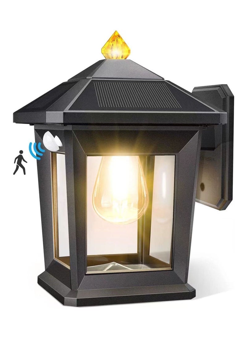 Solar Wall Light, Outdoor Solar Porch Light Waterproof Solar Wall Light with 3 Lighting Modes and Motion Sensor 3000K Dusk to Dawn Solar Wall Light for Garage Home - Image 1