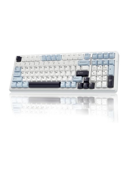 AULA F99 Wireless Mechanical Keyboard, Hot Swappable, Pre-lubed Linear, RGB Backlit Gaming Keyboard (Blue & White)