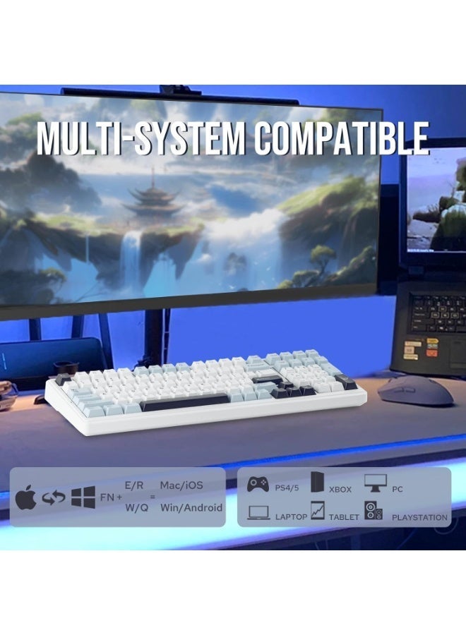 AULA F99 Wireless Mechanical Keyboard, Hot Swappable, Pre-lubed Linear, RGB Backlit Gaming Keyboard - Blue+White+Dark Purple(simi-Black) - reaper switch - Image 4