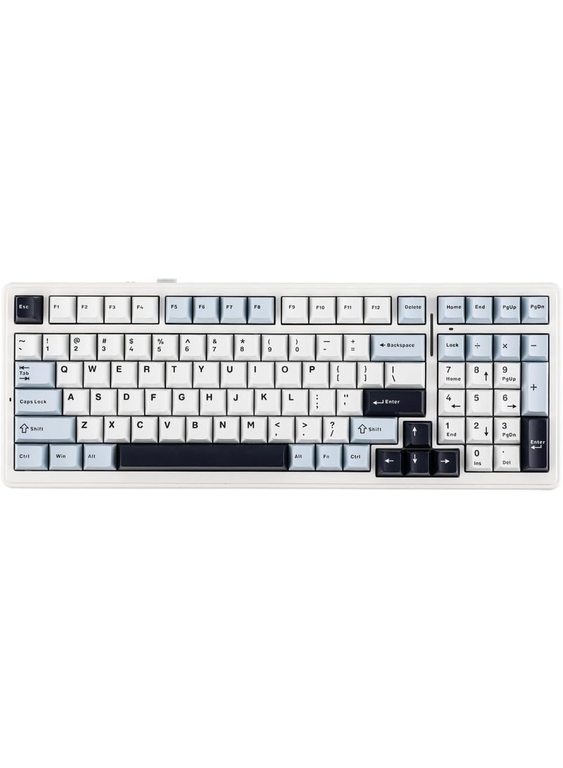 AULA F99 Wireless Mechanical Keyboard, Hot Swappable, Pre-lubed Linear, RGB Backlit Gaming Keyboard - Blue+White+Dark Purple(simi-Black) - reaper switch - Image 1