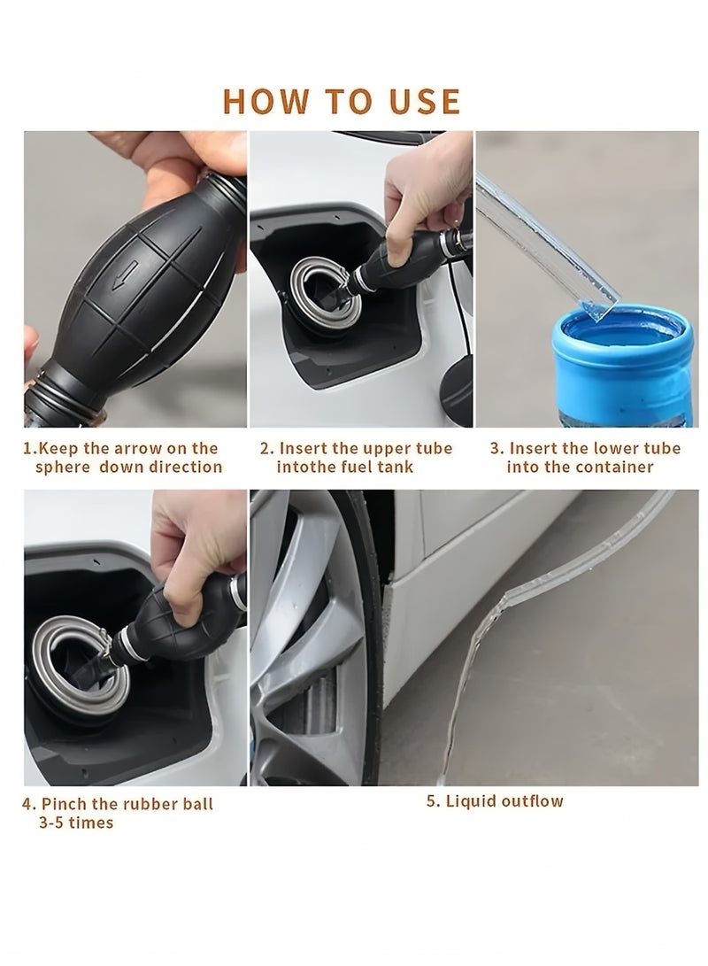 Lee Yon Gasoline Siphon Hose Pump, Siphon Pump Gas Transfer Oil Water Fuel Gas Siphon Hand Pump Siphon Pump, Syphon Pumps Siphon Hose for Gasoline, Fluid Fuel Diesel Transfer Pump, Transfer Hoses - Image 3