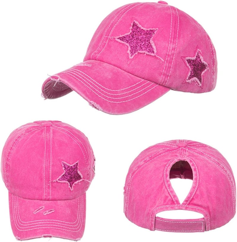 ProMindFun Womens Pony Hat High Ponytail Baseball Cap Girls Messy Bun Caps Camouflage Trucker Bad Hair Day Adjustable Dad Hat - Image 2