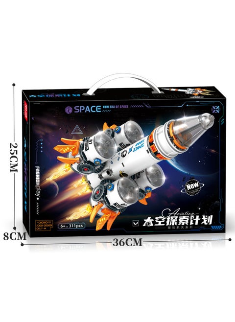 Spacecraft Building Blocks Compatible With Lego Rocket Space Station Astronaut Boy Puzzle Toy Box-Color:Space Rocket (311 Particles) Portable Gift Box 36cm