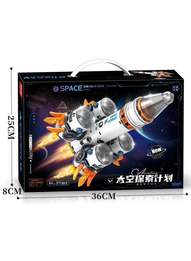 null - Spacecraft Building Blocks Compatible With Lego Rocket Space Station Astronaut Boy Puzzle Toy Box-Color:Space Rocket (311 Particles) Portable Gift Box 36cm - Image 1