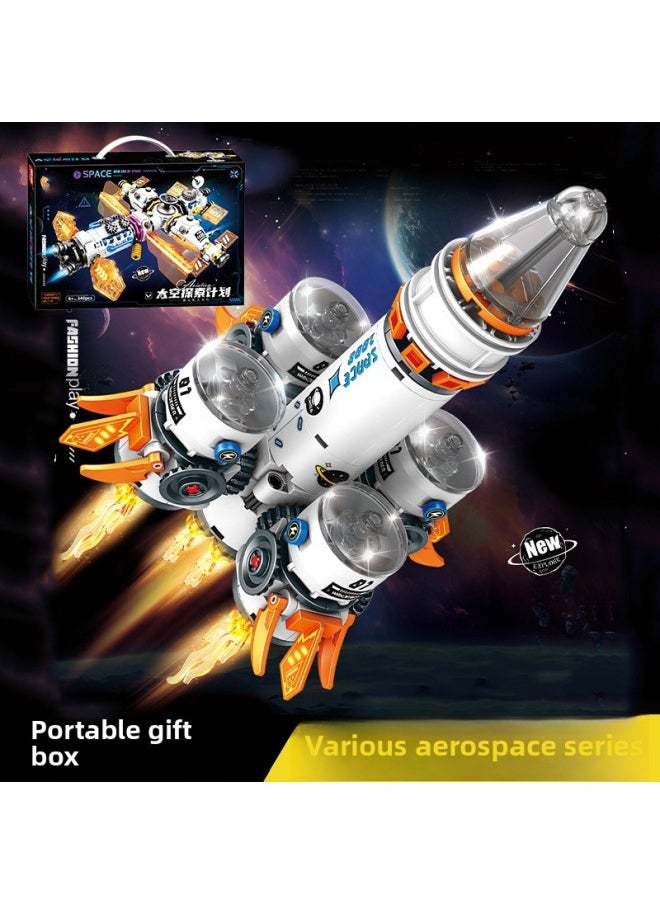 null - Spacecraft Building Blocks Compatible With Lego Rocket Space Station Astronaut Boy Puzzle Toy Box-Color:Space Rocket (311 Particles) Portable Gift Box 36cm - Image 1