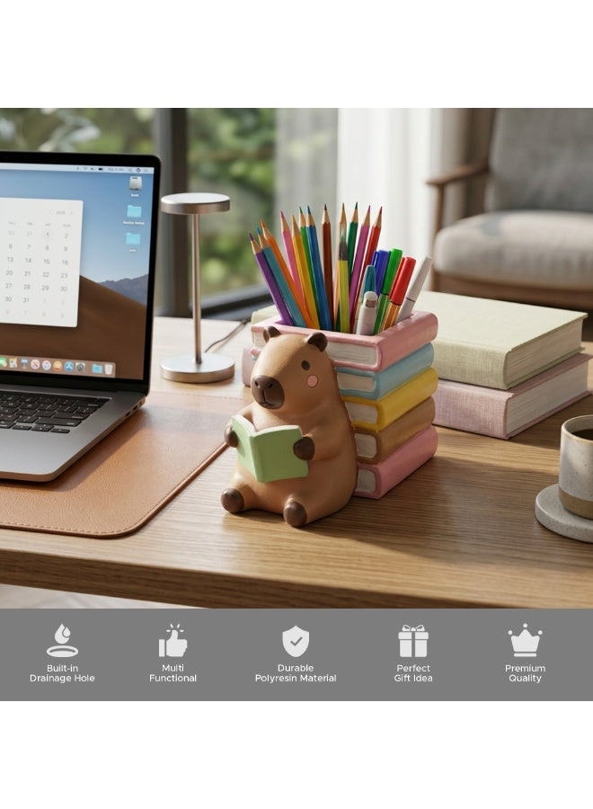 Reading 2Pcs Set Pig and Puppy Design Flower Pot Polyresin Decorative Planter for Succulents Mini Plants Indoor Outdoor Home Office Desk Décor Pen Pencil Holder Propagator Kit (2Pcs Set) - Image 3
