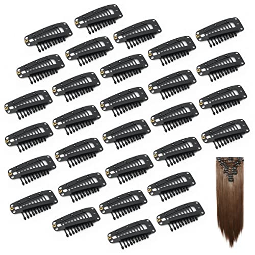 Dreamlover Wig Clips Hair Extension Clips 10 Teeth Black 30 Pieces