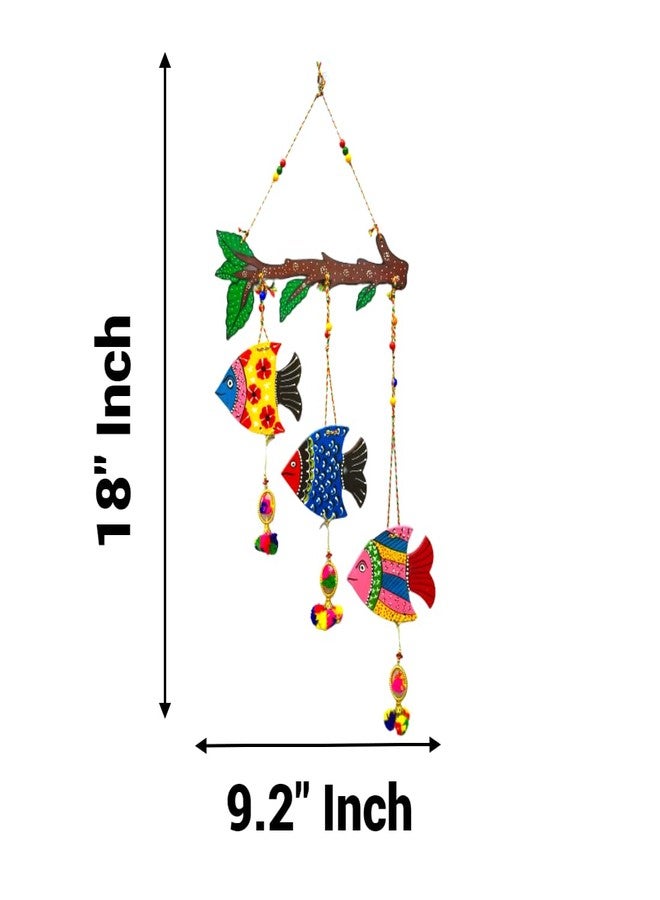 NOKHWAL Fish Hanging Handmade Hand Painted Fishes for Garden Main Door Wall Hanging Balcony Decoration Hanging Decorative Items for Room Wall Décor for Home - Image 3