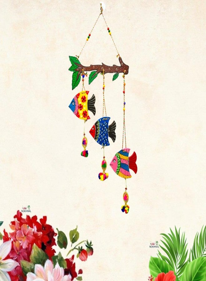 NOKHWAL Fish Hanging Handmade Hand Painted Fishes for Garden Main Door Wall Hanging Balcony Decoration Hanging Decorative Items for Room Wall Décor for Home - Image 2