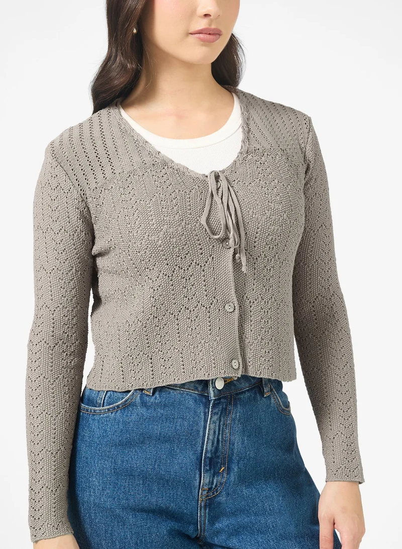 Ginger  Knitted Openwork Detail Cardigan for Women | Best Price UAE