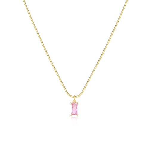 FUNEIA Diamond Necklaces for Women 14K Gold Plated Emerald Birthstone Necklace for Women Mothers Dainty Gold Necklace Blue Green Cubic Zirconia Pendant Necklace Birthday Gifts for Women Jewelry - Image 1