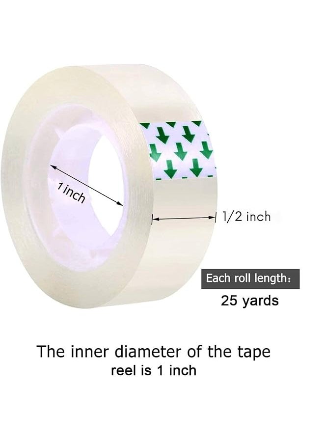MARKQ - Clear Tape Rolls 1 2 Inch X 25 Yards Transparent Tape For Office Home School Gift Wrapping Tape Refills For Dispenser 1 Inch Core 12 Rolls - Image 1