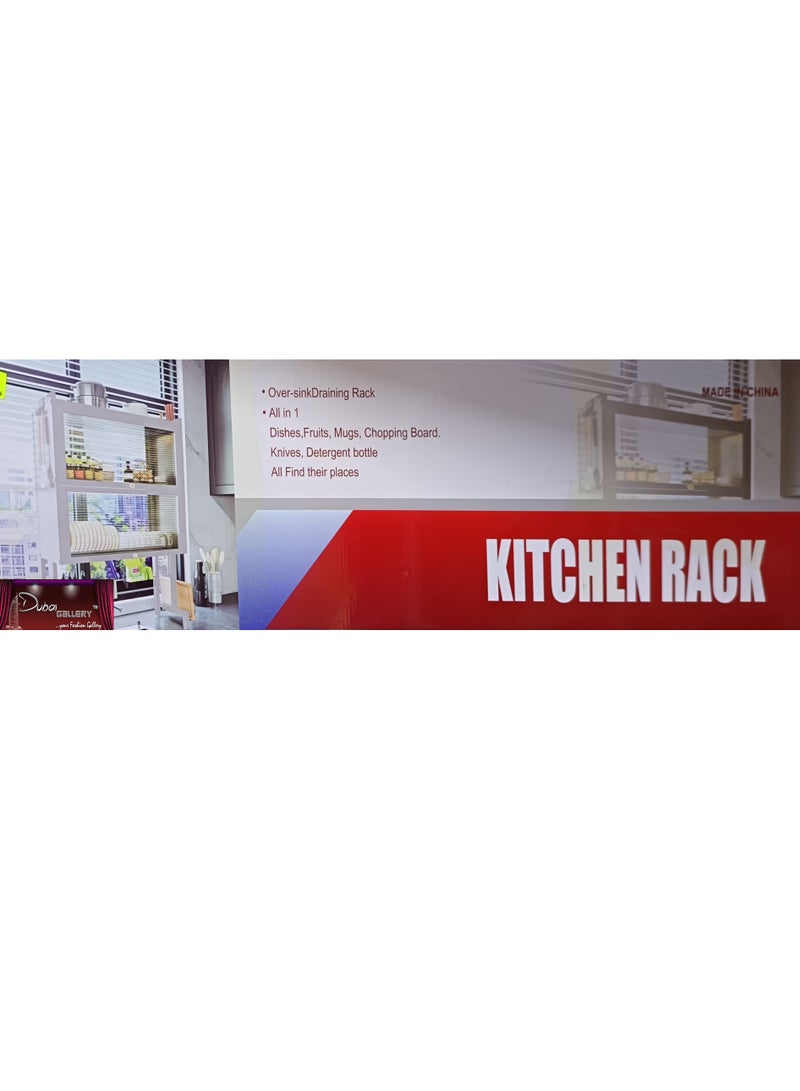 DubaiGallery Organized Home 3 Tier Stainless Steel Length Expandable Kitchen Dish Rack Dish Drying Rack Over Sink Adjustable (85cm-105cm) Large Dish Rack Drainer for Kitchen Organizer Storage Space Saver - Image 2