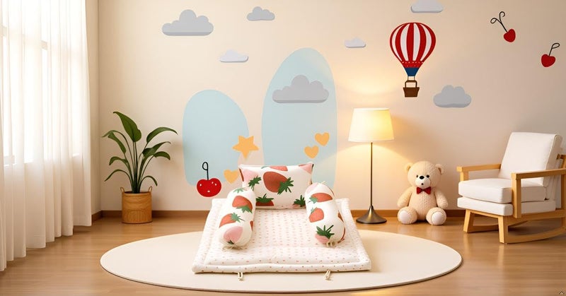 NWF Premium Cotton Baby Bedding Set with Soft Mattress, Pillow & 2 Side Bolsters | Breathable & Comfortable for Infants & Toddlers (0–24 Months) | Unisex Strawberry Print | 26×40 Inches - Image 5