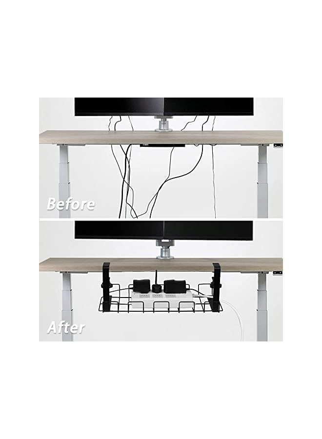 promass Under Desk Cable Management Tray, 40cm Under Desk Cord Organizer with Clamp Mount System for Wire Management, Metal Wire Cable Holder for Desks, Offices, and Kitchens, No Need to Drill Holes - Image 3