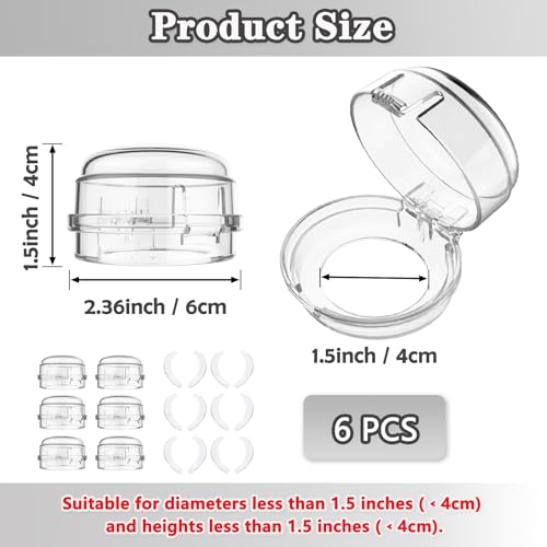Mecefeno Stove Knob Safety Covers, Gas Stove Knob Locks with Adhesive Universal Size Oven Knob Covers for Child Safety Gas Stove Knob Covers Baby Pet Child Proof Stove Knob Covers - 6pcs Clear - Image 2