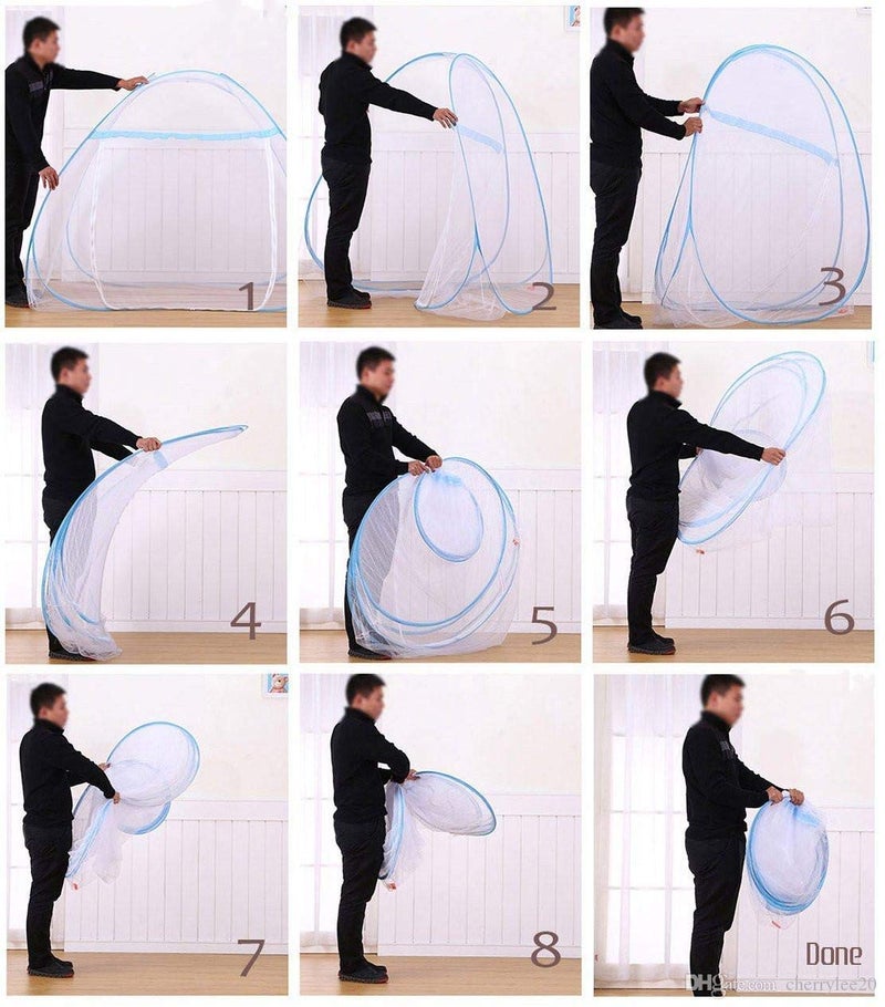 BACKBONE Mosquito Net - Foldable, King Size Double Bed with Saviours - (Blue) - Image 3