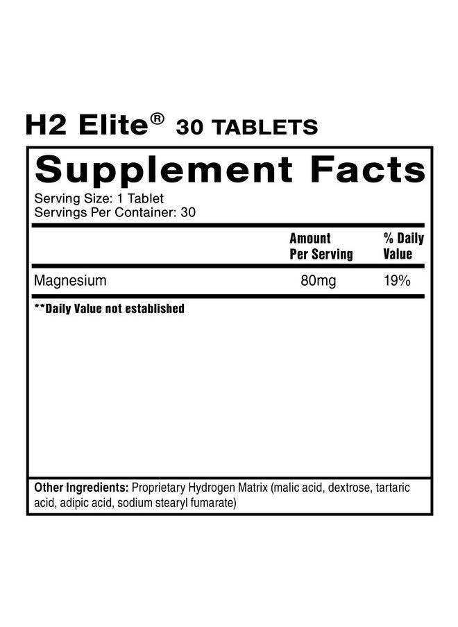 Quicksilver Scientific H2 Elite - Molecular Hydrogen for Energy + Metabolism Support, Water Tablets Perfect for Open Containers - Magnesium Malate Drink Additive (30 Molecular Hydrogen Tablets)