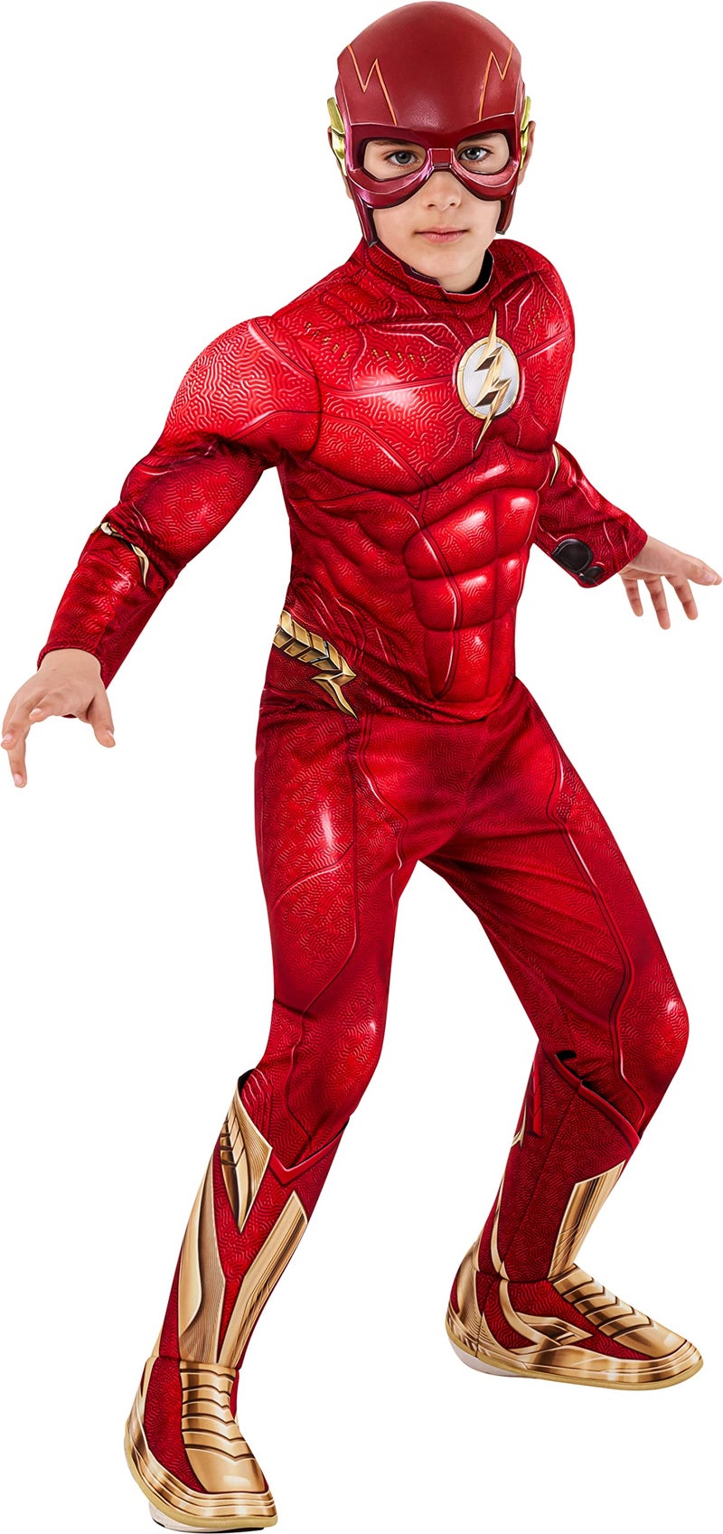 Rubies Boys DC The Flash Movie Deluxe Costume Jumpsuit and Mask - Image 1