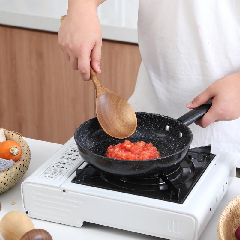 GinSent Kitchen Wooden Cooking Spoon Solid Acacia Wood Serving Spoons For Mixing Stirring Nonstick Kitchen Utensils Tableware Ladle Scoop For Soup Stews Salad Pasta Sauce Chili (2 Pieces) - Image 3