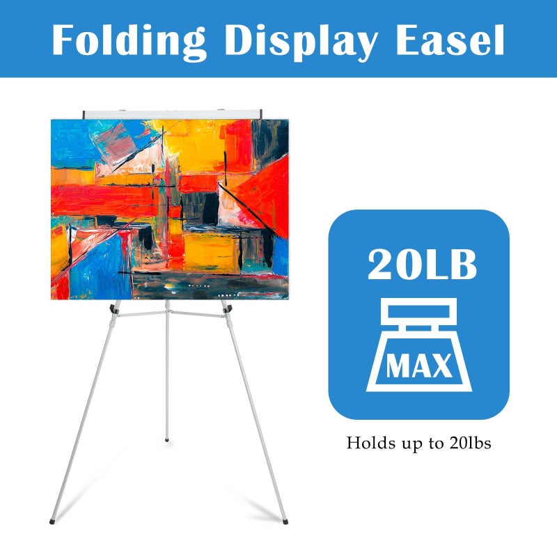 Falling in Art Aluminum Flip Chart Display Easel Stand with Adjustable Floor for Boardroom, Whiteboard, Paper Pads, Signage, 63 1/2'' High, Silver - Image 5