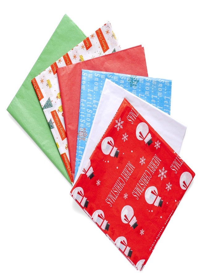 Purple Papers 50 Christmas Tissue Paper Sheets - 20x20 Inch, Red, White, Green & Printed Holiday Tissue Paper for Xmas Wrapping, Gift Bags & Crafts - Festive Colors - Image 4