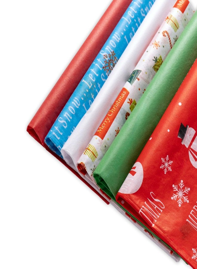 Purple Papers 50 Christmas Tissue Paper Sheets - 20x20 Inch, Red, White, Green & Printed Holiday Tissue Paper for Xmas Wrapping, Gift Bags & Crafts - Festive Colors - Image 1
