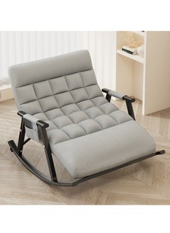 Double Living Room Lounge Chair, Outdoor Rocking Chair, Lawn and Camping Chair, Adult Chair with Seat Cushion and Extra Large Storage Bag, For Lawn, Backyard, Indoor, Garden (Grey)