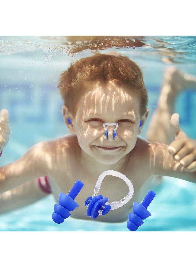 طقم مشابك أنف وسدادات أذن للسباحة - سيليكون مريح ومقاوم للماء - متوفر بألوان متعددة - Image 5