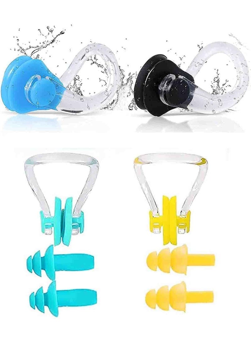 طقم مشابك أنف وسدادات أذن للسباحة - سيليكون مريح ومقاوم للماء - متوفر بألوان متعددة - Image 4