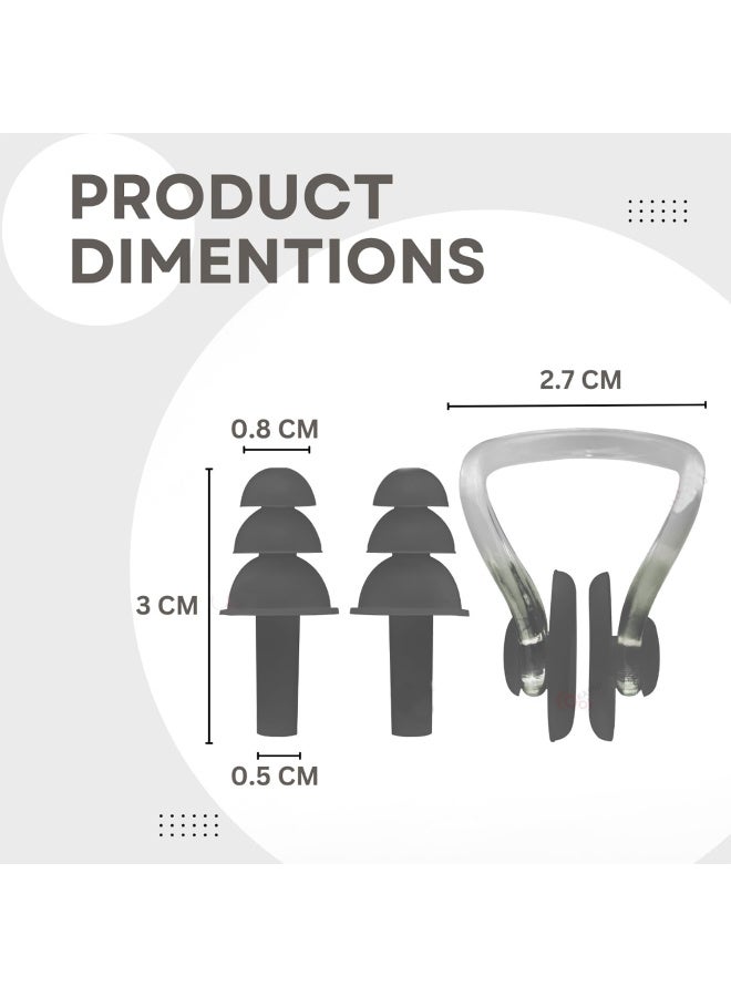 طقم مشابك أنف وسدادات أذن للسباحة - سيليكون مريح ومقاوم للماء - متوفر بألوان متعددة - Image 3