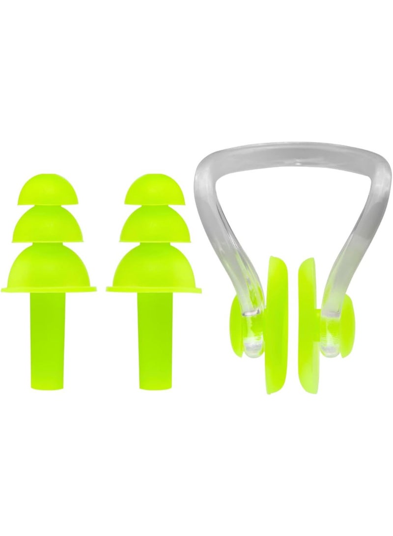 طقم مشابك أنف وسدادات أذن للسباحة - سيليكون مريح ومقاوم للماء - متوفر بألوان متعددة - Image 2