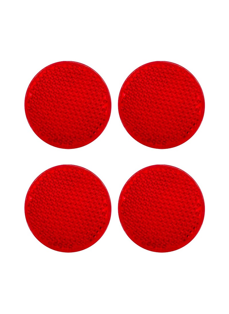 Generic Round Red Reflector Stickers for Vehicles (Pack of 4) | Waterproof Adhesive Reflective Warning Safety Markers for Cars, Bikes, Motorcycles, Trailers, Trucks, and Bicycles – High Visibility Night Reflector Pads for Outdoor Use  - Image 1