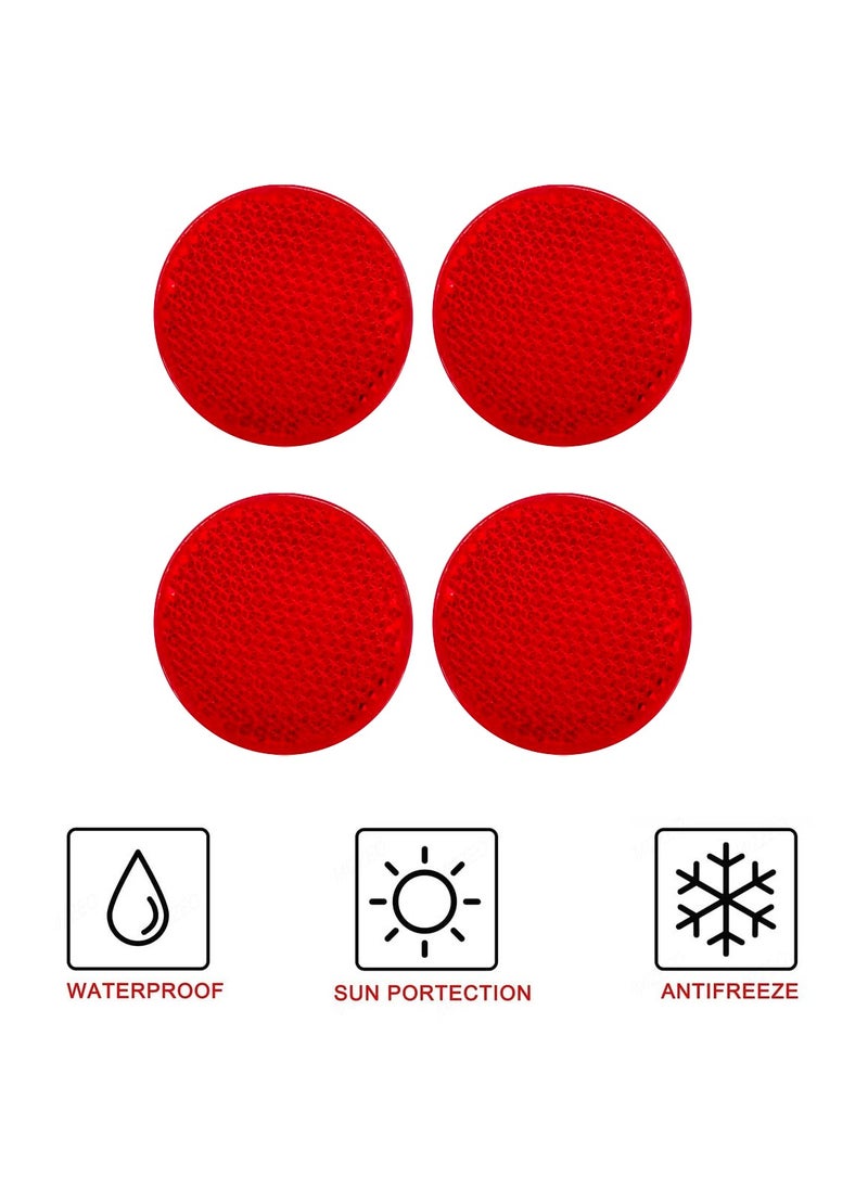 Generic Round Red Reflector Stickers for Vehicles (Pack of 4) | Waterproof Adhesive Reflective Warning Safety Markers for Cars, Bikes, Motorcycles, Trailers, Trucks, and Bicycles – High Visibility Night Reflector Pads for Outdoor Use  - Image 2