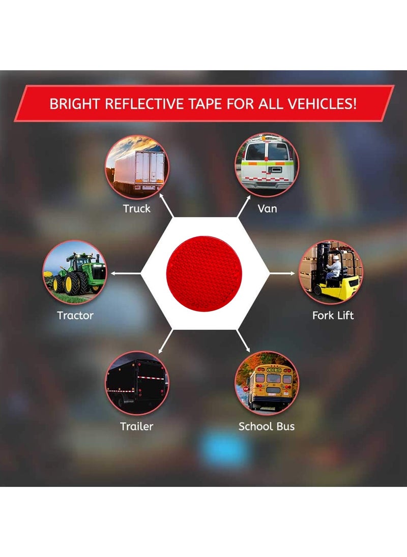 Generic Round Red Reflector Stickers for Vehicles (Pack of 4) | Waterproof Adhesive Reflective Warning Safety Markers for Cars, Bikes, Motorcycles, Trailers, Trucks, and Bicycles – High Visibility Night Reflector Pads for Outdoor Use  - Image 4