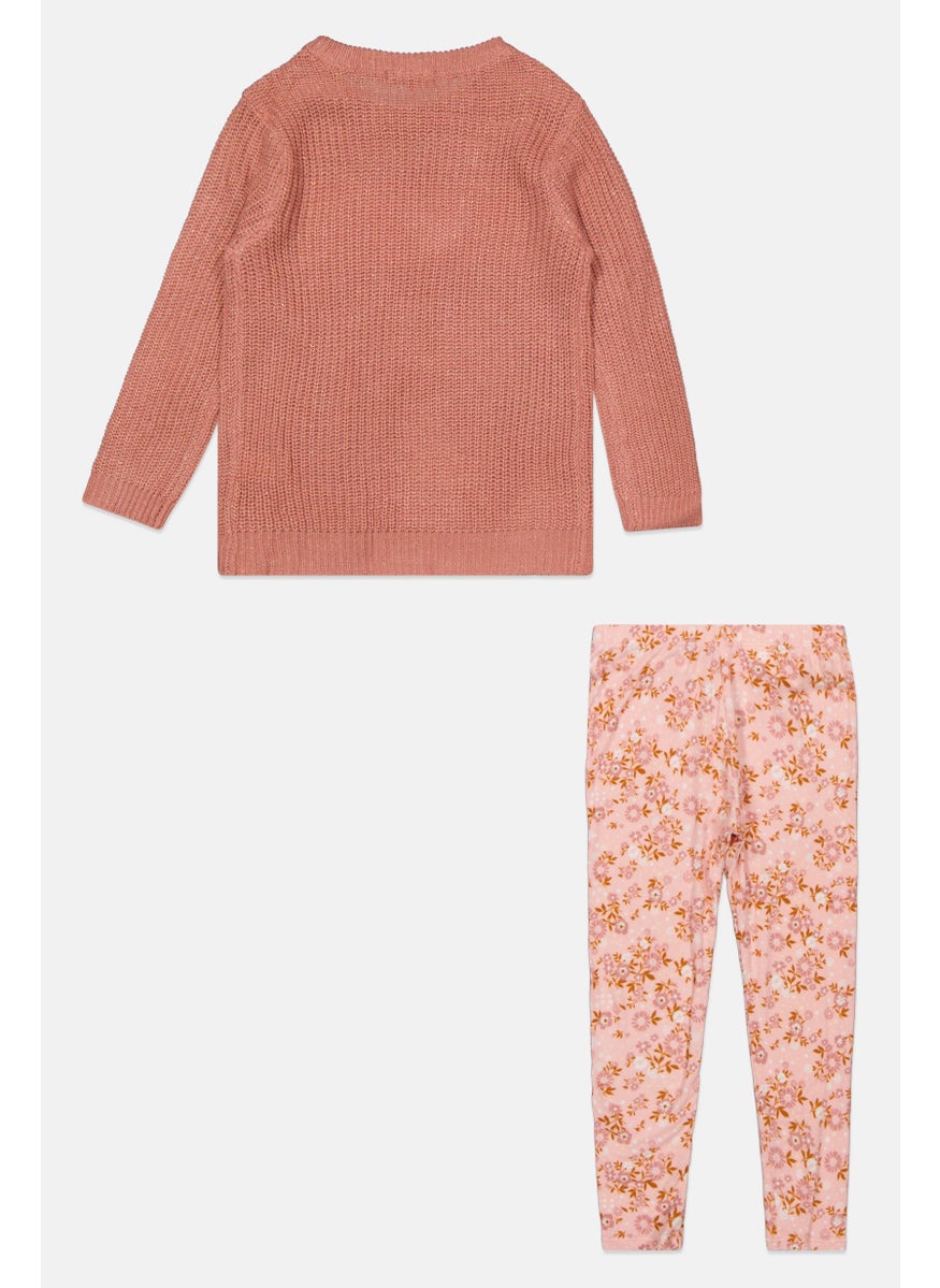 BCBG Girls Toddlers Girl 2 Pcs Brand Logo Sweater And Pants Set, Old Rose  - Image 2