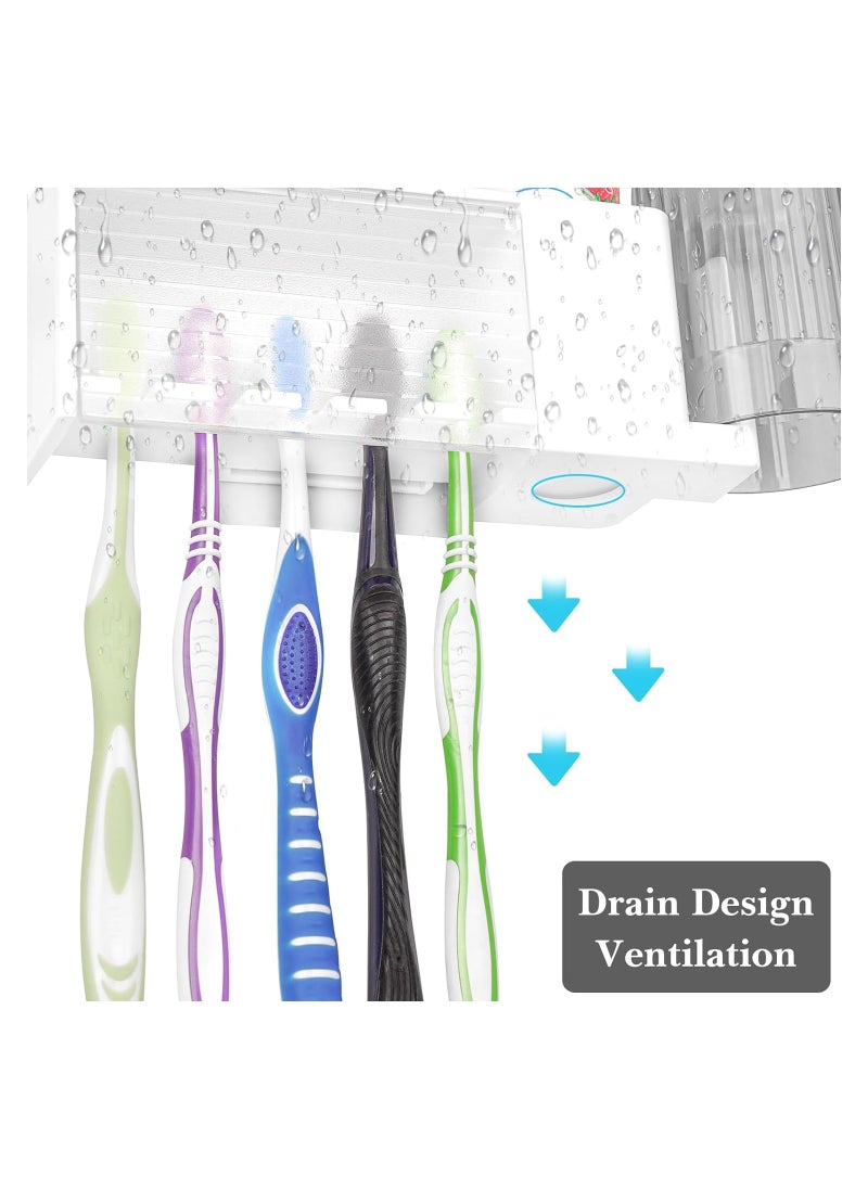 SYOSI Wallmount Toothbrush Holder, 5 Slots with Cover, Plastic Multifunctional Toothpaste Toothbrush Organizer, Compatible with Oral-B Cross Action, Colgate Renewal, for Shower, RV, Camper(White)  - Image 3