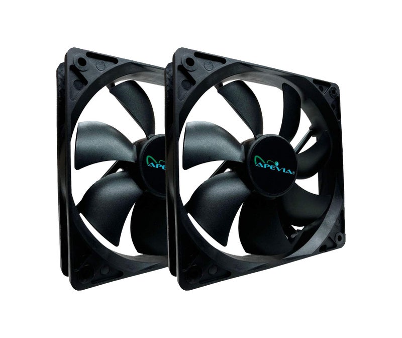 APEVIA AF212S-BK 120mm 4pin Molex & 3pin Motherboard Silent Black Case Fan (2-pk) - Image 5