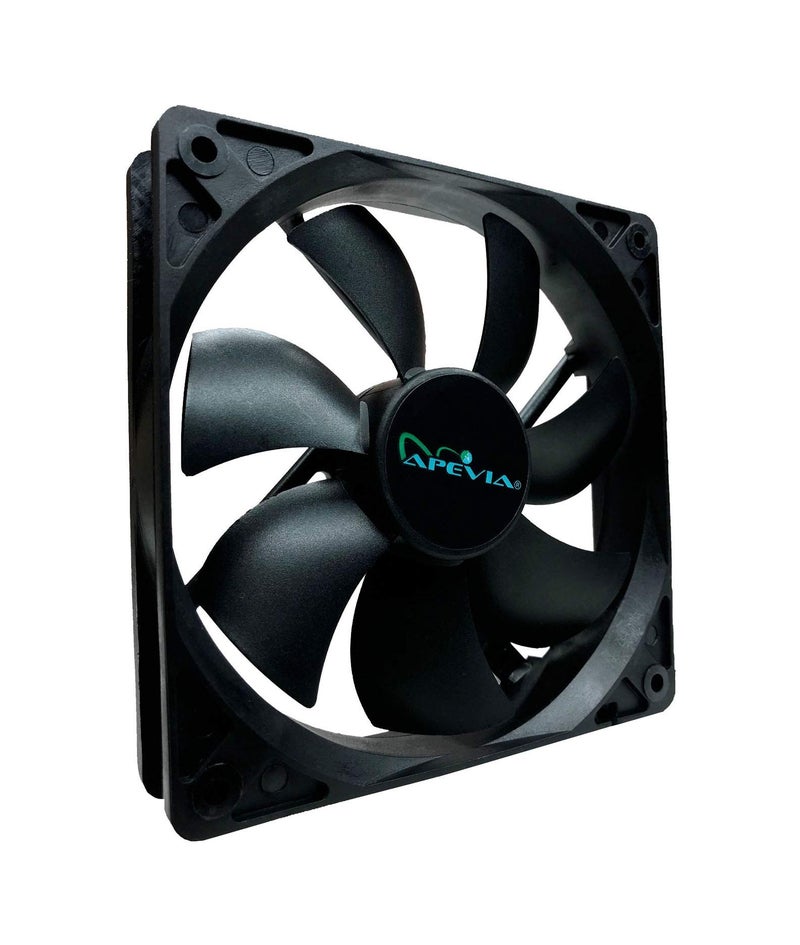 APEVIA AF212S-BK 120mm 4pin Molex & 3pin Motherboard Silent Black Case Fan (2-pk) - Image 2